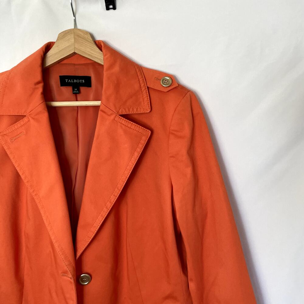 Talbots orange cotton blazer women's size 14 career wear pockets gold detail - Picture 2 of 7